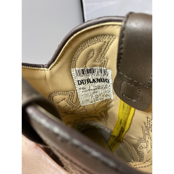 Durango Brown BT804 Embroidered Western Cowboy Boots Boys Big Kids Boys 1D - Picture 9 of 11